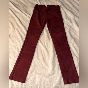 Maroon velvet moto pant